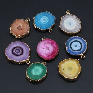 Partihandel oregelbunden rund form stripe agat charms natursten druzy pendant diy för druse halsband örhängen smycken gör 20x25-23x28mm