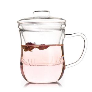 Transparent Clear Glass Milk Mug Kaffe Tea Cup Tekanna Vattenkokare med Infuser F 50JD Vinglasögon