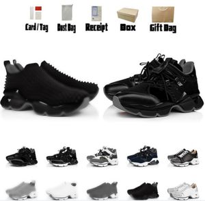 Designer Sneakers Men Red Rivet Trainers Leather Fashion Casual Shoes Trainer Black Flat Booties Top Sneakers Boots With Box Size 40-46