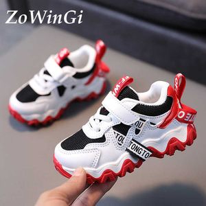 Boyutu 21-30 Çocuk Rahat Spor Ayakkabı Moda Mesh Nefes Sneakers Gençler Çocuk Koşu Sneakers Erkek Kız Kırmızı Beyaz Ayakkabı 211022