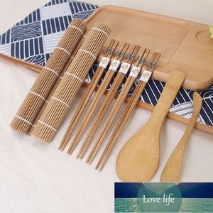 9st / set diy bambu sushi maker set sushi gardin ris sushi gör kit chopsticks ris sked blad rulle matlagningsverktyg fabrikspris expert design kvalitet