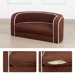 US STOCK 30 Grey Sofa Canapé pour animaux de compagnie Chat Dog Rectangle avec coussin mobile Foot Style Foot Decor à la maison sur les bords d'apparence incurvée A36