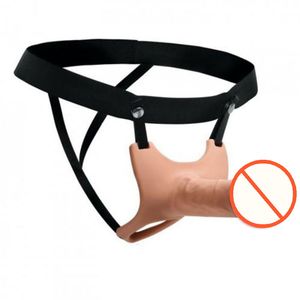 Hollow Extensions Silicone Strap-on Dildos Elastic Leather pants Realistic Dildo Wear Masturbation Device For Men Toy Penis Enlargement Lengthens Sex