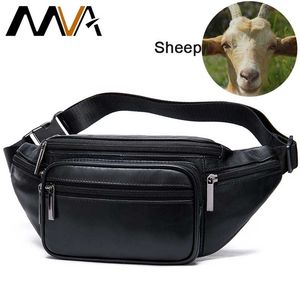 MVA Men's Waist Bag Belt Waist Packs Sheep genuine Leather Waist Bag For men/women Fanny Pack Belt Bum/Hip men's belt bags 8879 210824