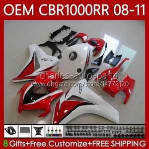 OEM branco corpo vermelho para Honda CBR 1000 CBR1000 RR CC 2008-2011 Bodywork 60NO.125 cbr 1000rr 1000cc 2009 2009 2010 CBR-1000 CBR1000RR 08 09 10 11 Fairing Injecção