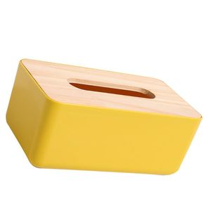 ティッシュボックスナプキンズ1PCナプキンケースボックス取り外し可能な木材カバーホームカーオフィス用のシンプルな紙抽出抽出ホルダー