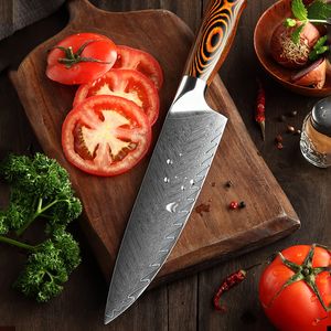 8"inch Japanese Kitchen Knives 67 Layers Damascus Pattern Chef Knife Sharp Santoku Cleaver Slicing Utility Knives Tool EDC New