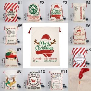 Christmas Santa Sacks Canvas Cotton Bags Large Heavy Drawstring Gift Bags Personalized Festival Party Christmas Decoration fy4249
