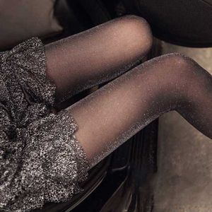 Shiny Transparent Silk Pantyhose Female Ultra Thin Ladies Tights Nylon Collant Femme Women Compression Glossy Glitter Tights X0521