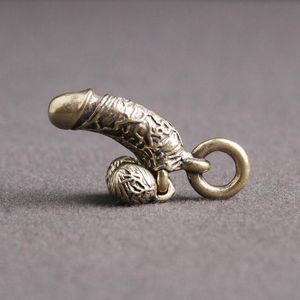 Dekorativa Objekt Figuriner Brass Man Penis Hänge För Keychains Mini Man Könsdelad Vuxen Toy Bil Keyring Hängande Smycken Rolig