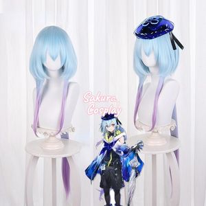 Altri articoli per feste per eventi Gioco Arknights Mizuki Cosplay Azzurro Viola Gradiente Capelli sintetici resistenti al calore lunghi Carnevale di Halloween