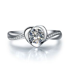 Skönhet smycken för evigt kärlek 0,5ct Diamant Engagement för kvinnor Solid Platinum 950 Vit Guld Ring
