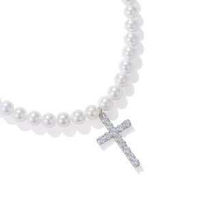 Anhänger Halsketten Pearl Kreuz Diamanten Weiß Für Männer Frauen Hals Schmuck 2021 Mode Trendy Stern