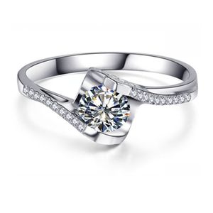 Angle Kiss Micro verharde Sterling Zilveren Dames Ring CT NSCD Gesimuleerde Diamond Vrouwelijke Engagement Sieraden K White Gold Plated
