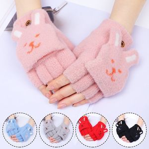 Gants Flip sans doigts hiver chaud doux de laine confortable glove gant à écran tactile pour femmes de mitaines de doigt exposées