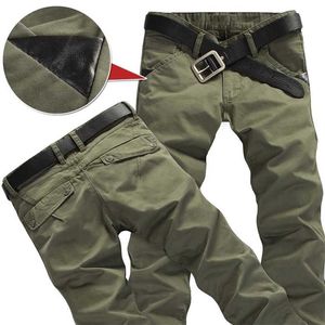 Mens Winter Pants Cargo Pants Casual Pockets Fur Trouser Plus Size 28-38 Fashion Loose Baggy Joger Worker Male 211112