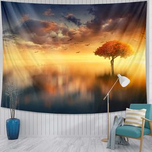 Schöne Landschaft Tapisserie Naturlandschaft Tapisserie Wand Tagesdecke Bohemian Home Decor Psychedelischer Wald Tapisserie Schön 210609