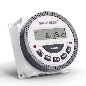 Timadores Sinotimer TM619H-2 30A Switch diário programável semanal para iluminação com tampa à prova d'água