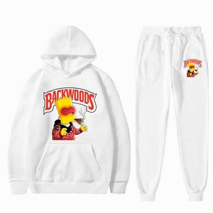 Streetwear Backwood bluza z kapturem zestaw Chndal Hombres Conjuntos De Ropa Deportiva Trmica Sudaderas Con Capucha Pantalones Traje Casual X0909