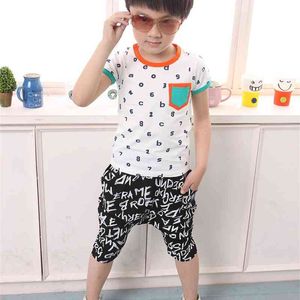 high quality 100% cotton summer arrival sport casual cartoon kid short sleeve suit children baby boy clothing set 210615