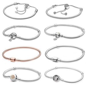 Nova pulseira de prata esterlina 100% 925 com mola em forma de coração, ajustável com margarida, faça você mesmo, pandora, presente feminino com caixa original