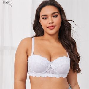 Parifairy Sexy Demi Bra Big Size Balcony Bras Push Up Brassiere Floral Lace Non Padded Lingerie 38 40 42 44 C D Cup Underwear 211110