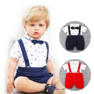 Emmababy Neugeborene Kinder Baby Jungen Outfit Kleidung Bogen Strampler Jumpsuit+Hosen Gentleman 2pcs Set Kids Clothing 1863 Z2