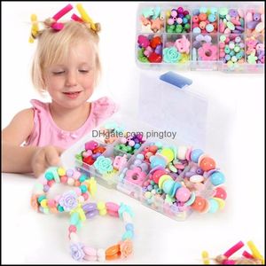 Puzzles Spiele GeschenkePuzzle Geometrische Form Für Mädchen Kinder Amblyopie Bonbonfarben DIY Tragen Perlen Armband Kinderspielzeug Drop Lieferung