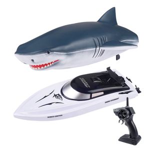 2 4g telecomando squalo barca rc giocattolo ad alta velocità subacquea elettrica barca da regata giochi d'acqua estivi