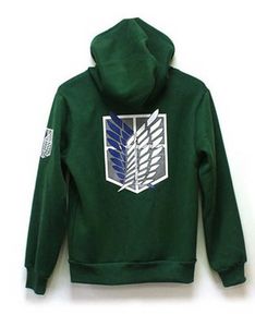 2 Цвета Аниме Атака на Titan Unisex Cosplay Костюм Green / Black Hoodie Scouting Легион Капюшон Y0913