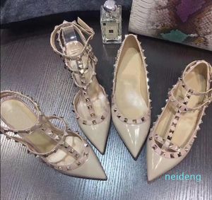 2021 Kvalitet 15Color Sheepskin Pumps Fashion Rivet Party Shoes Kvinnor 6cm 8cm 10cm Höga klackar Äkta läder EU34-41 Storlek med låda