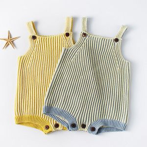 Ragazze per bambini Rompers Vestiti in maglia Spring Autumn Infant Pure Color Bodysuit 210429