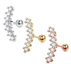 TIANCIFBYJS 16g Edelstahl CZ Ohrstecker für Damen Herren Helix Ohrringe Tragus Piercing Ganzkörperschmuck 50 Stück