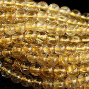 Whole Clear Natural Genuine Yellow Gold Hair Rutile Quartz Round Loose Stone Beads 3-18 DIY Necklaces or Bracelets 15" 03809