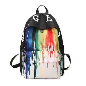 Designer skola ryggsäck kvinnor säckpack stor kapacitet svart damer väska trendig axelväska vit graffiti ryggsäckar ungdomsflickor x0529