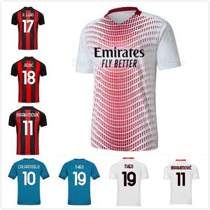 20 21 كرة القدم جيرسي إبراهيموفيتش باكيتا Bennacer Romagnoli Calhanoglu 2020 2021 قميص كرة القدم Tonali Rebic Maillot Men + Kids Kit