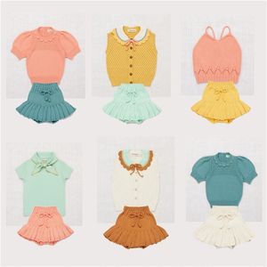 Misha Puf çocuk Kızlar Yaz Örgü T Gömlek Marka Toddler Güzel Vintage Çocuk Örme Tee Gömlek Mish ve 210619 Tops