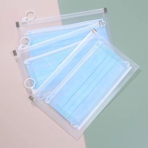 Mask Storage Bags Anti Dust Disposable Masks Save Bag Holder Face Masks Keeper Pouch Portable Waterproof Zipper Pocket Study LX4606