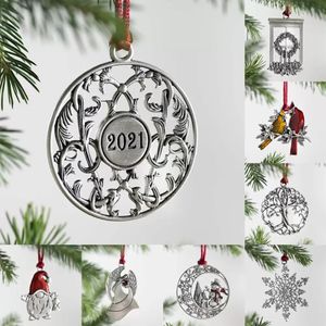 Decorações de Natal Decorações de Natal Pingente de Metal Hollow Creative Snowman Pingente de Natal Árvore Xu