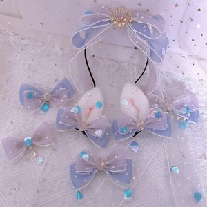 Altre forniture per feste per eventi Ocean Shell Jellyfish Original Lolita Bow KC Accessori per capelli Copricapo da ragazza dolce Clip laterale in filato di seta