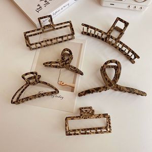 Vintage Leopard Geometrische quadratische Holzkorn Haarkrallen Klemme Haarnadel für Frauen Haarzubehör Frisur machen