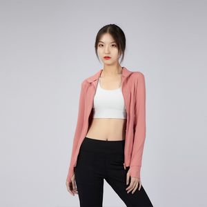 Long Sleeve Zipper Jacket Quick-Drying Yoga Clothes Long-Sleeve Thumb Hole Training Running Tops Women Slim Fitness Coat Sports outfits