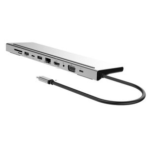 Dock di espansione tipo 11 in 1 Docking station per laptop Audio HD RJ45 PD Hub USB C di ricarica