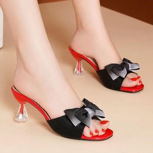 Sandals Cresfimix Chanclas De Mujer Women Cute Light Weight Bow Tie Slip On Heel Sandal Shoes Lady Spring Summer Zapato A9773