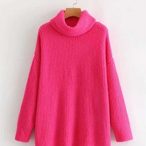 Wixra Women Turtleneck Sweater Female Solid Loose Pullovers Soft Warm Jumper Candy Color Oversized Tops Autumn Winter 211218