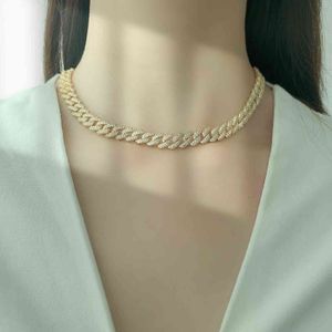 Klasyczny AAA Cubic Cyrkonia Oświadczenie Kubańska Łańcuch Choker Naszyjnik Dostosuj Kobiety Ślub Bijoux JL1435 X0509