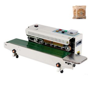 Vakuum Mat tätning maskin kontinuerlig värme plastpåse filmförseglare med datum skrivare