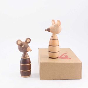 Wooden ornaments couple mouse creative home decoration porch puppet coffee shop decorative arts and crafts gift 210607