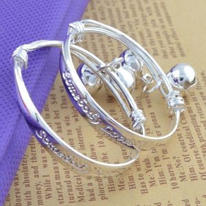 2pcs Children Baby Girls Boys Toddlers Adjustable Size Sterling Silver Bracelet Fashion Jewelry FS99 Bangle