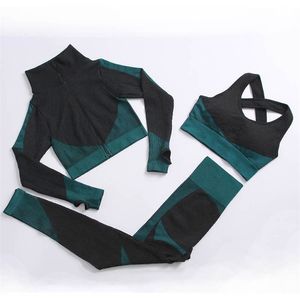 Yoga set sem costura mulheres sportswear yoga terno roupas fitness feminino gym ternos treino running roupas 210802